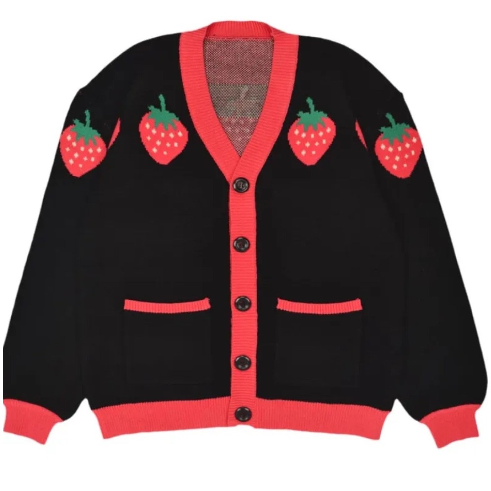 Steady Hands Strawberry Cardigan Sweater  Fruitcore Aesthetic Size L